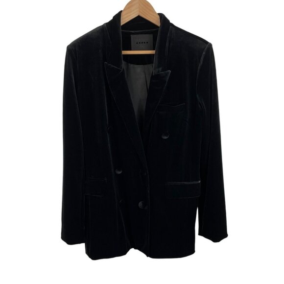 Blank NYC Black Velour Lined 1 Button Blazer Jacket Womens Size Medium - Picture 1 of 9